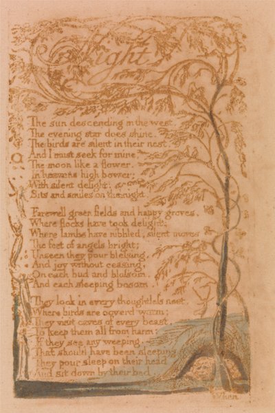 Lieder der Unschuld, Platte 16, Nacht (Bentley 20) von William Blake